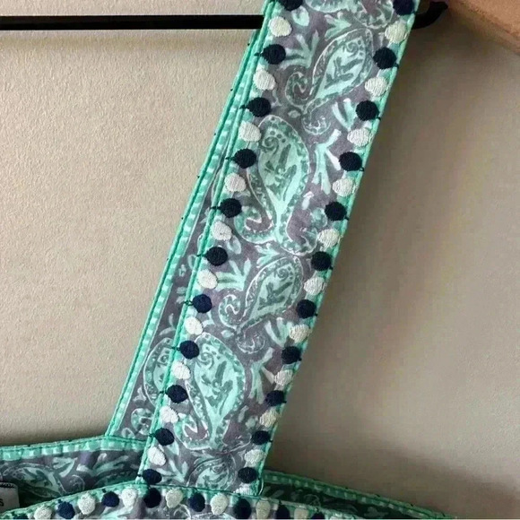 Vineyard Vines Blue White Embroidered Tiny Leaves Romper Women's Size S - Picture 3 of 5